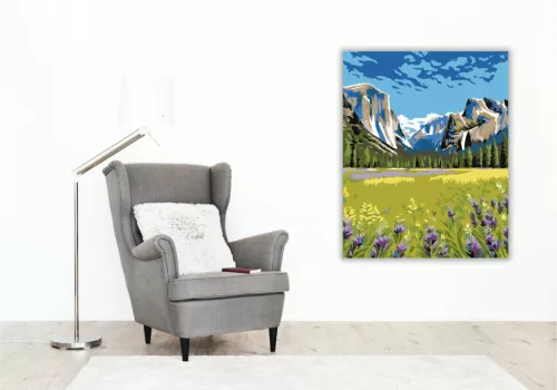 Derűs Yosemite-völgy - számfestő készlet - Számfestő.hu - 40×50cm - Keretre feszítve