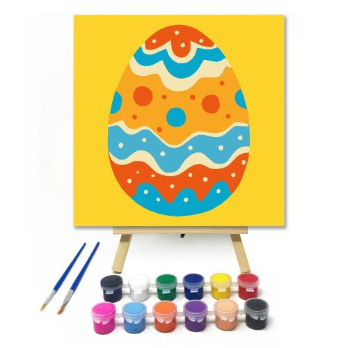 Vidám húsvéti tojás - gyerek számfestő készlet - Számfestő.hu - 30×30cm - Keret nélkül
