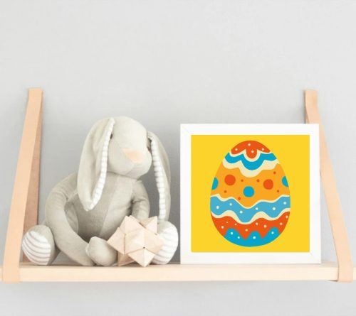 Vidám húsvéti tojás - gyerek számfestő készlet - Számfestő.hu - 30×30cm - Keretre feszítve