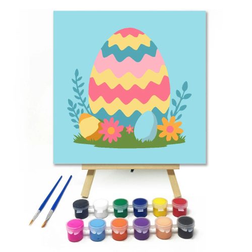 Színes tojás - gyerek számfestő készlet - Számfestő.hu - 50×50cm - Keretre feszítve