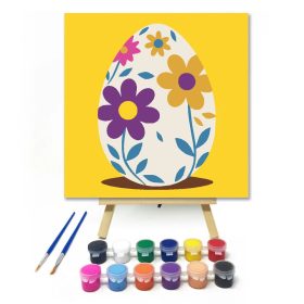 Virágos húsvéti tojás - gyerek számfestő készlet - Számfestő.hu - 20×20cm - Keret nélkül