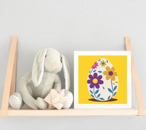 Virágos húsvéti tojás - gyerek számfestő készlet - Számfestő.hu - 20×20cm - Keret nélkül