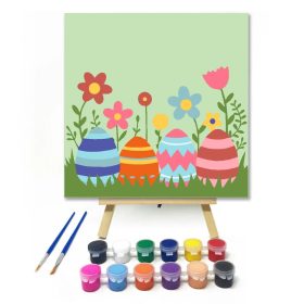 Színes tojások a kertben - gyerek számfestő készlet - Számfestő.hu - 20×20cm - Keret nélkül