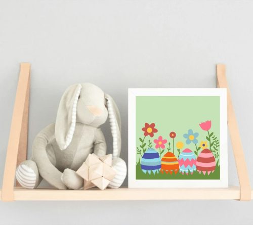 Színes tojások a kertben - gyerek számfestő készlet - Számfestő.hu - 50×50cm - Keret nélkül