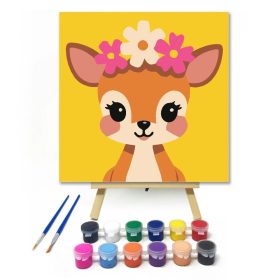 Bájos őzike koszorúja - gyerek számfestő készlet - Számfestő.hu - 20×20cm - Keret nélkül