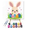 Játékos nyuszi tojásokkal - gyerek számfestő készlet - Számfestő.hu - 50×50cm - Keretre feszítve