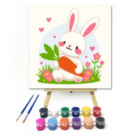 Álmodozó nyuszi répája - gyerek számfestő készlet - Számfestő.hu - 20×20cm - Keret nélkül