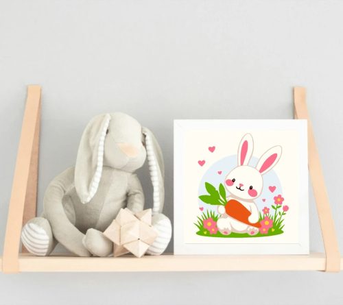 Álmodozó nyuszi répája - gyerek számfestő készlet - Számfestő.hu - 50×50cm - Keret nélkül