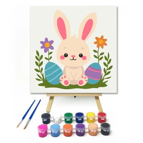 Nagyfülű nyuszi - gyerek számfestő készlet - Számfestő.hu - 30×30cm - Keret nélkül