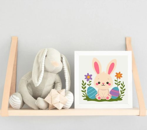 Nagyfülű nyuszi - gyerek számfestő készlet - Számfestő.hu - 20×20cm - Keret nélkül