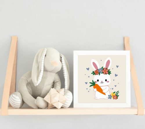 Kisnyuszi répával - gyerek számfestő készlet - Számfestő.hu - 50×50cm - Keretre feszítve