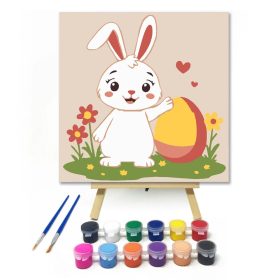 Kedves nyuszi tojása - gyerek számfestő készlet - Számfestő.hu - 20×20cm - Keret nélkül