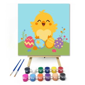 Boldog kiscsibe - gyerek számfestő készlet - Számfestő.hu - 20×20cm - Keret nélkül