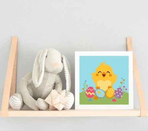 Boldog kiscsibe - gyerek számfestő készlet - Számfestő.hu - 30×30cm - Keretre feszítve