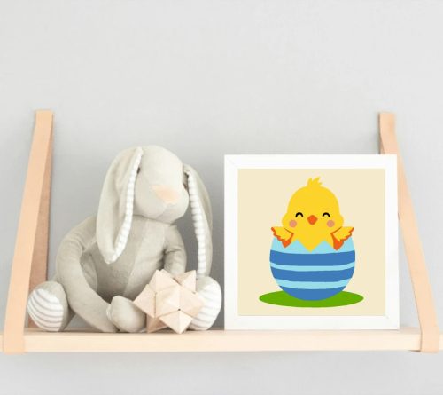 Vidám csibe - gyerek számfestő készlet - Számfestő.hu - 20×20cm - Keretre feszítve