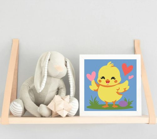 Huncut csibe szívecskéi - gyerek számfestő készlet - Számfestő.hu - 30×30cm - Keret nélkül