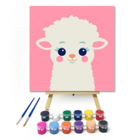 Mosolygós bárányka - gyerek számfestő készlet - Számfestő.hu - 20×20cm - Keret nélkül