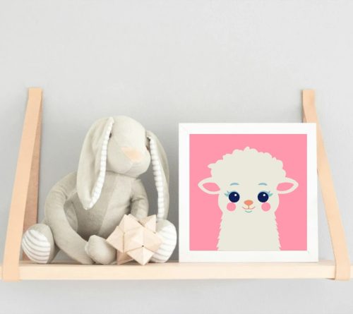 Mosolygós bárányka - gyerek számfestő készlet - Számfestő.hu - 20×20cm - Keretre feszítve