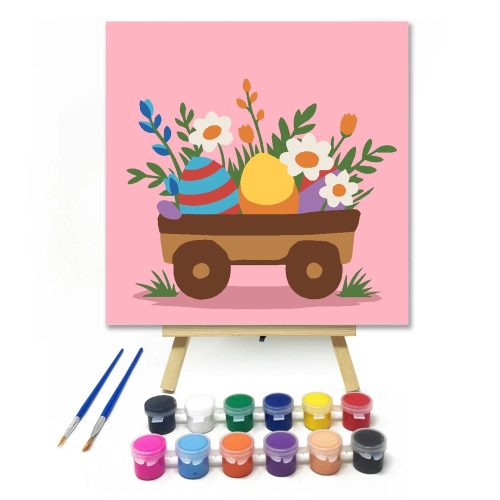 Tavaszi tojások - gyerek számfestő készlet - Számfestő.hu - 20×20cm - Keretre feszítve