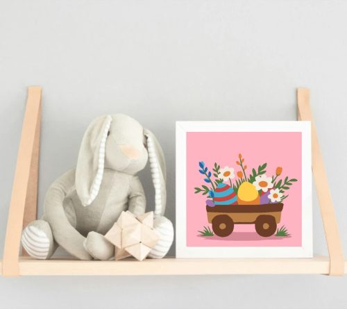 Tavaszi tojások - gyerek számfestő készlet - Számfestő.hu - 30×30cm - Keretre feszítve