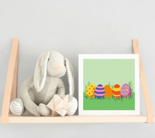 Húsvéti tojások a fűben - gyerek számfestő készlet - Számfestő.hu - 30×30cm - Keret nélkül