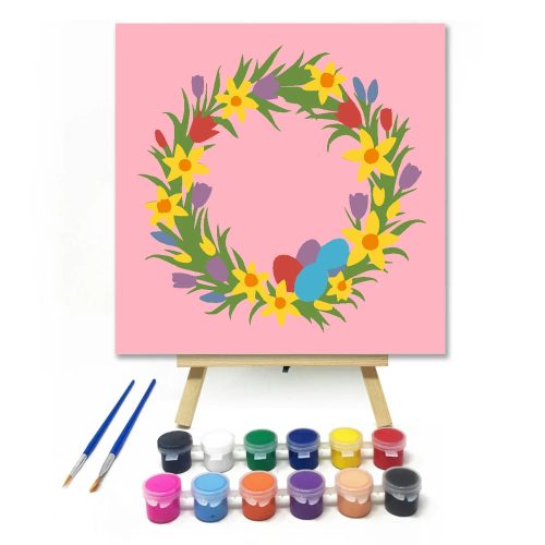 Színes tojáskoszorú - gyerek számfestő készlet - Számfestő.hu - 50×50cm - Keret nélkül