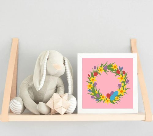 Színes tojáskoszorú - gyerek számfestő készlet - Számfestő.hu - 40×40cm - Keret nélkül