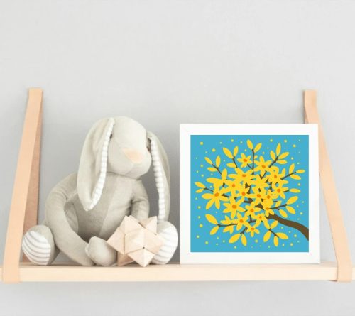 Sárga virágok - gyerek számfestő készlet - Számfestő.hu - 20×20cm - Keretre feszítve