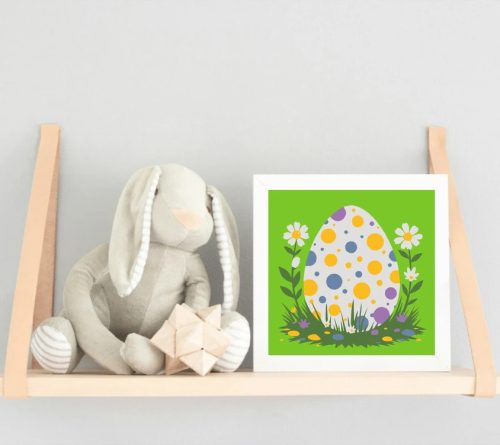 Tündéri pöttyös tojás - gyerek számfestő készlet - Számfestő.hu - 20×20cm - Keretre feszítve