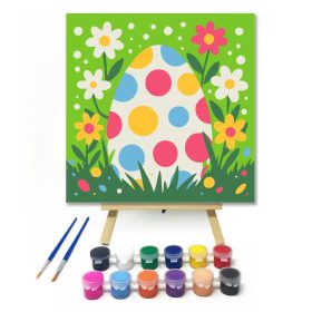 Pöttyös tojás virágokkal - gyerek számfestő készlet - Számfestő.hu - 20×20cm - Keret nélkül