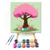 Rózsaszín lombkorona - gyerek számfestő készlet - Számfestő.hu - 30×30cm - Keretre feszítve