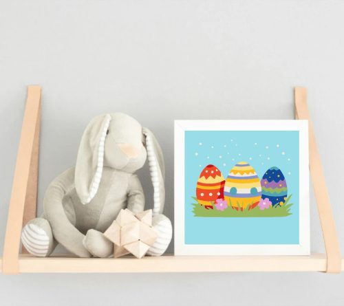 Mintás színes tojások - gyerek számfestő készlet - Számfestő.hu - 30×30cm - Keretre feszítve