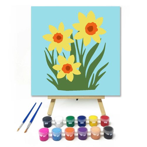 Tavaszi nárciszok - gyerek számfestő készlet - Számfestő.hu - 40×40cm - Keret nélkül