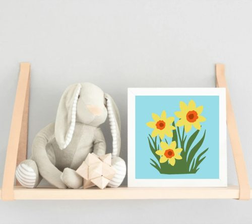 Tavaszi nárciszok - gyerek számfestő készlet - Számfestő.hu - 50×50cm - Keret nélkül