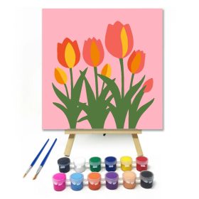 Tündéri tulipáncsokor - gyerek számfestő készlet - Számfestő.hu - 20×20cm - Keret nélkül