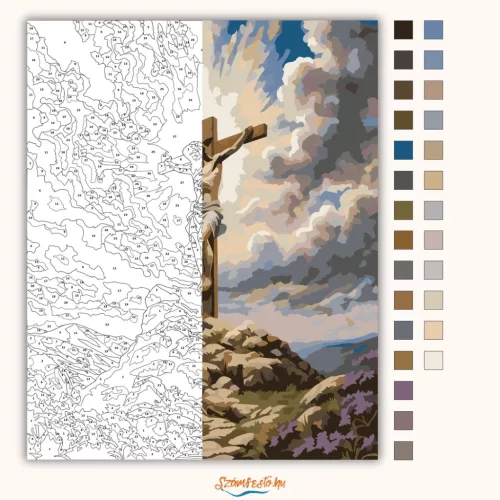 Keresztre feszített Jézus - számfestő készlet - Számfestő.hu - 60×70cm - Keret nélkül