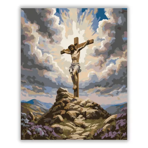Keresztre feszített Jézus - számfestő készlet - Számfestő.hu - 60×70cm - Keret nélkül