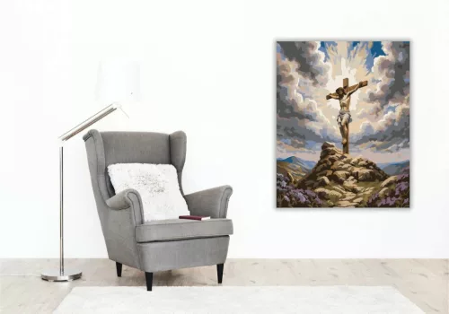 Keresztre feszített Jézus - számfestő készlet - Számfestő.hu - 60×70cm - Keret nélkül