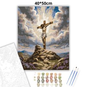 Keresztre feszített Jézus - számfestő készlet - Számfestő.hu - 40×50cm - Keret nélkül