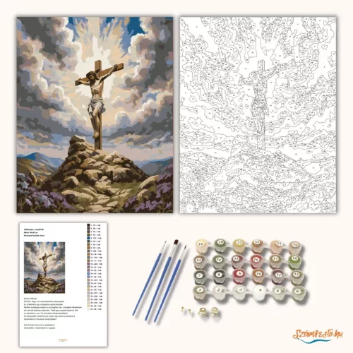 Keresztre feszített Jézus - számfestő készlet - Számfestő.hu - 40×50cm - Keret nélkül