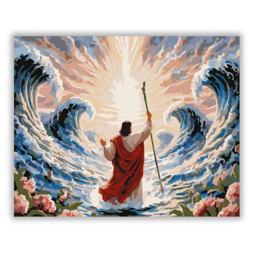 Mózes a tenger előtt - számfestő készlet - Számfestő.hu - 50×60cm - Keretre feszítve