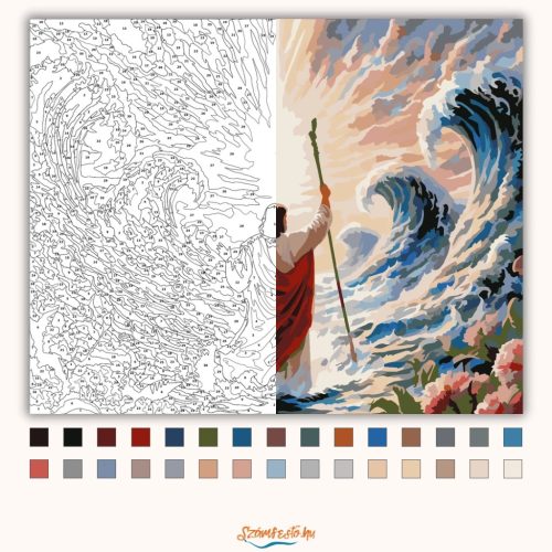 Mózes a tenger előtt - számfestő készlet - Számfestő.hu - 80×100cm - Keretre feszítve