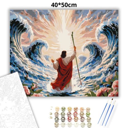 Mózes a tenger előtt - számfestő készlet - Számfestő.hu - 40×50cm - Keretre feszítve