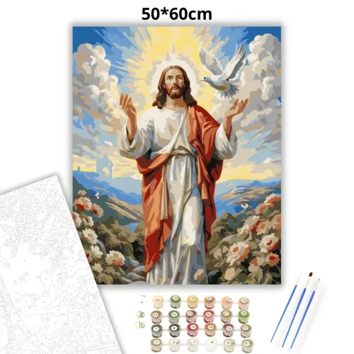 Fénylő feltámadás - számfestő készlet - Számfestő.hu - 50×60cm - Keretre feszítve