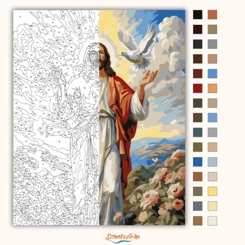 Fénylő feltámadás - számfestő készlet - Számfestő.hu - 80×100cm - Keret nélkül