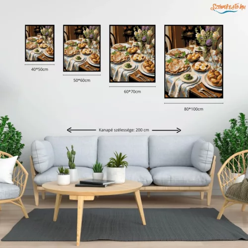 Meghitt húsvéti teríték - számfestő készlet - Számfestő.hu - 80×100cm - Keret nélkül