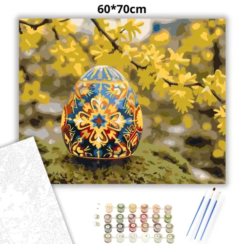 Aranyvesszős hímes tojás - számfestő készlet - Számfestő.hu - 60×70cm - Keret nélkül