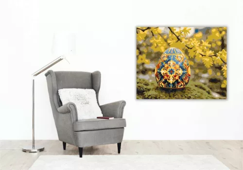 Aranyvesszős hímes tojás - számfestő készlet - Számfestő.hu - 60×70cm - Keretre feszítve