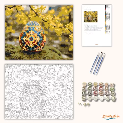 Aranyvesszős hímes tojás - számfestő készlet - Számfestő.hu - 80×100cm - Keret nélkül