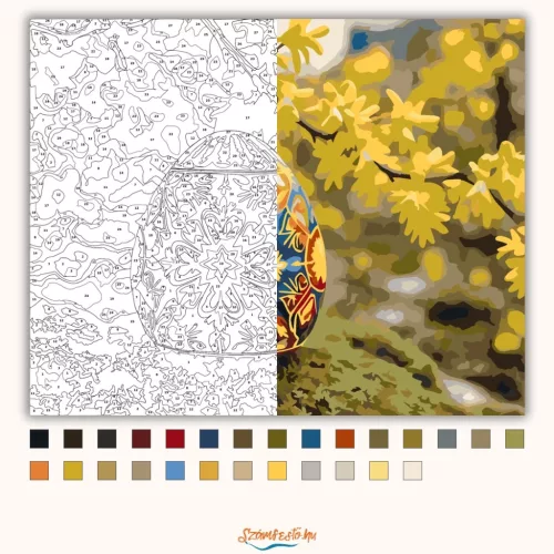 Aranyvesszős hímes tojás - számfestő készlet - Számfestő.hu - 80×100cm - Keret nélkül